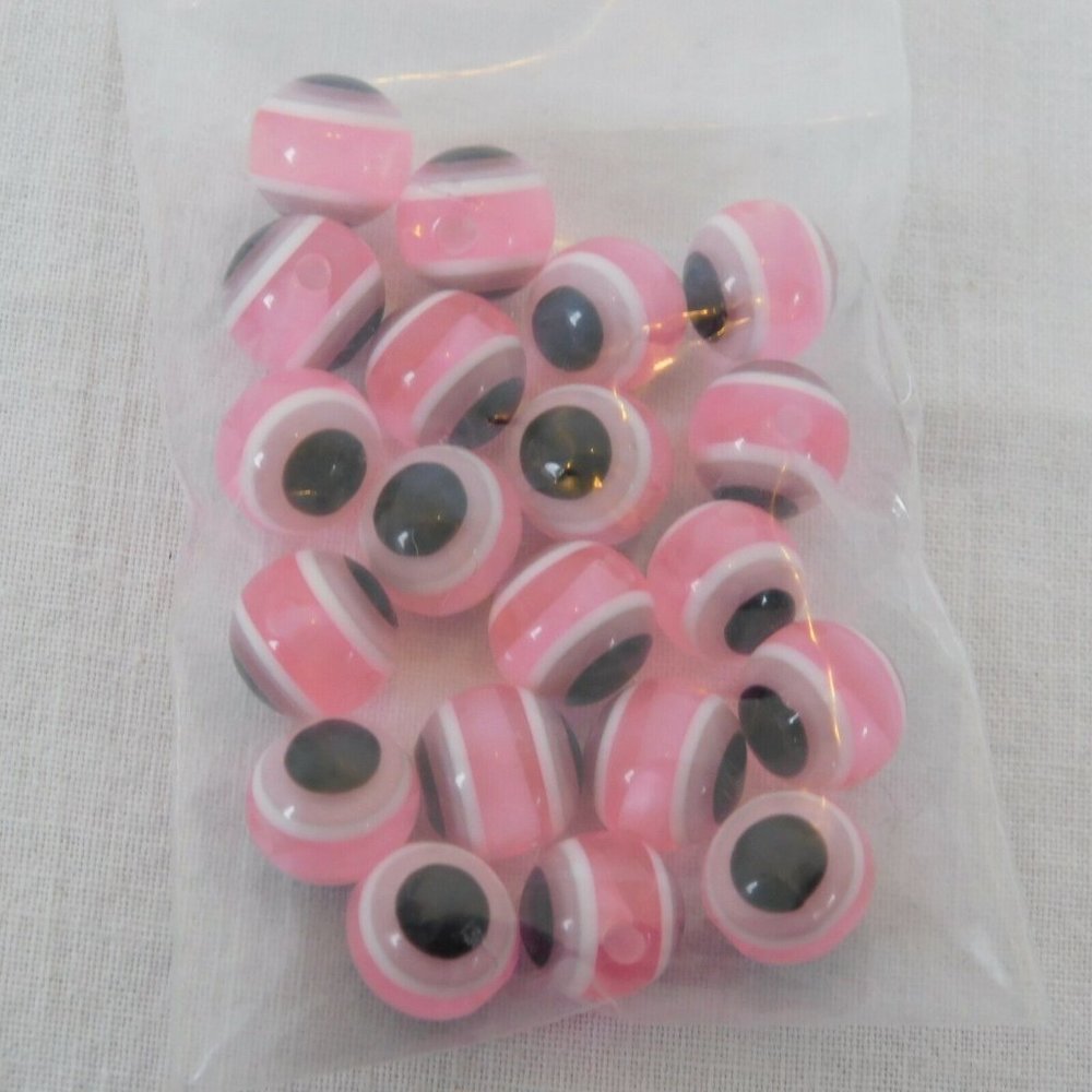 Pink Bead Mixed Lot 11 Packs Various Round Square Teardrop Evil Eye Wood Plastic - Picture 2 of 12